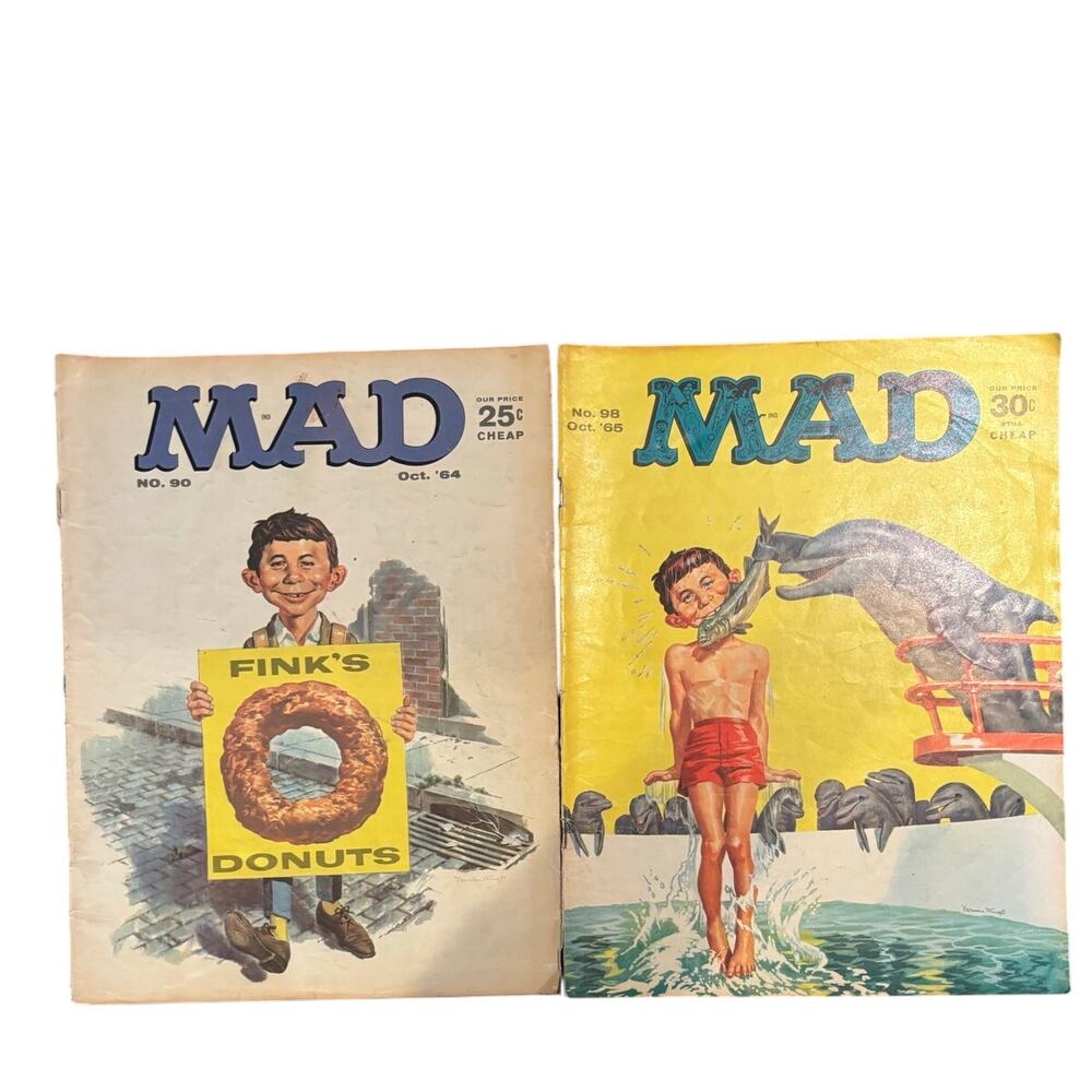 VTG Lot of Two 1964 & 1965 Mad Magazines, Numbers 90 and 98